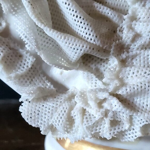 Antique Muller Dresden Lace Figurine Volkstedt Germany Blue MZ Crown Mark *Read - Picture 11 of 14